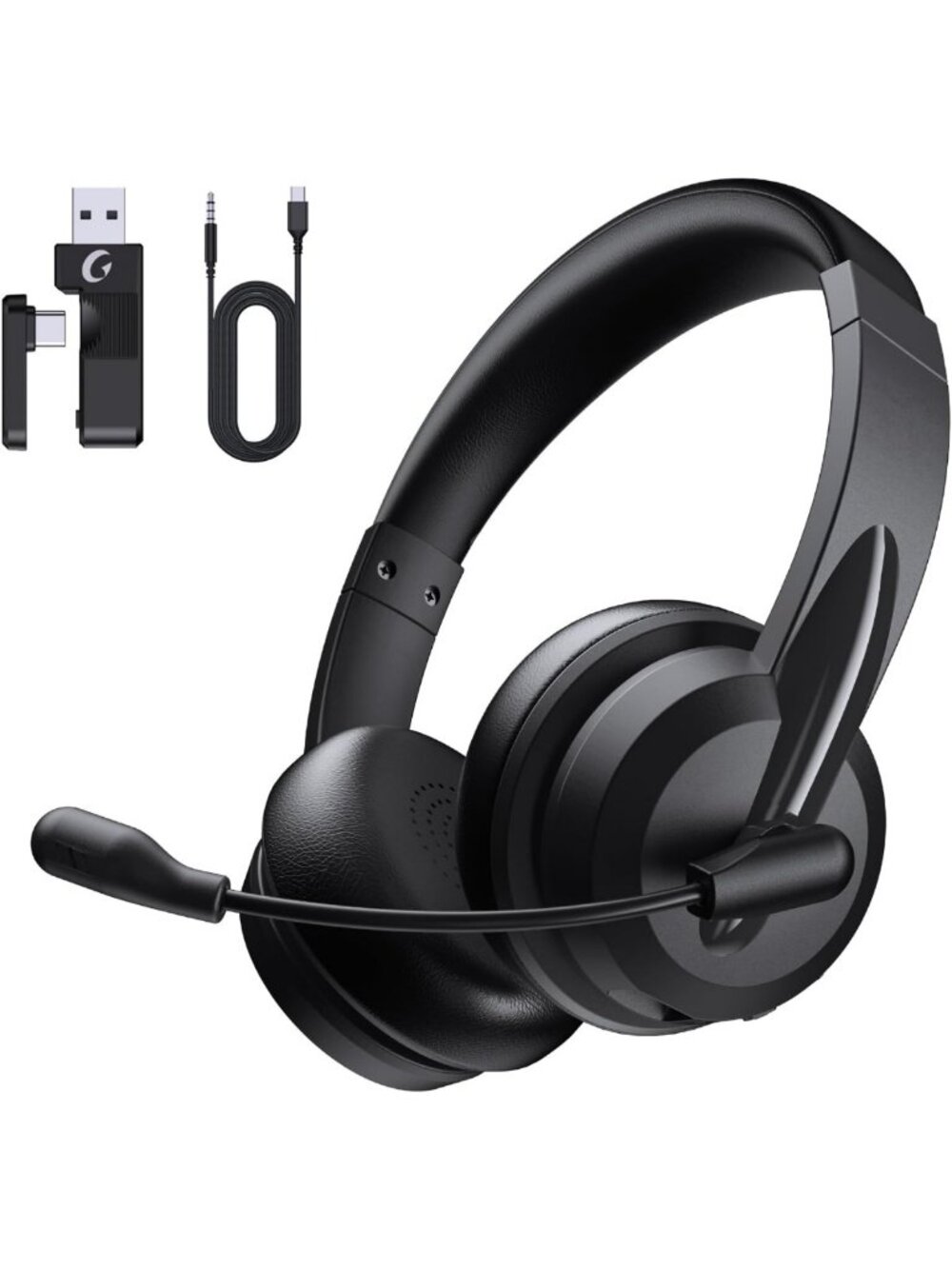 Wireless Headset with Mic, AI Noise Cancelling, Bluetooth for Work & Gaming